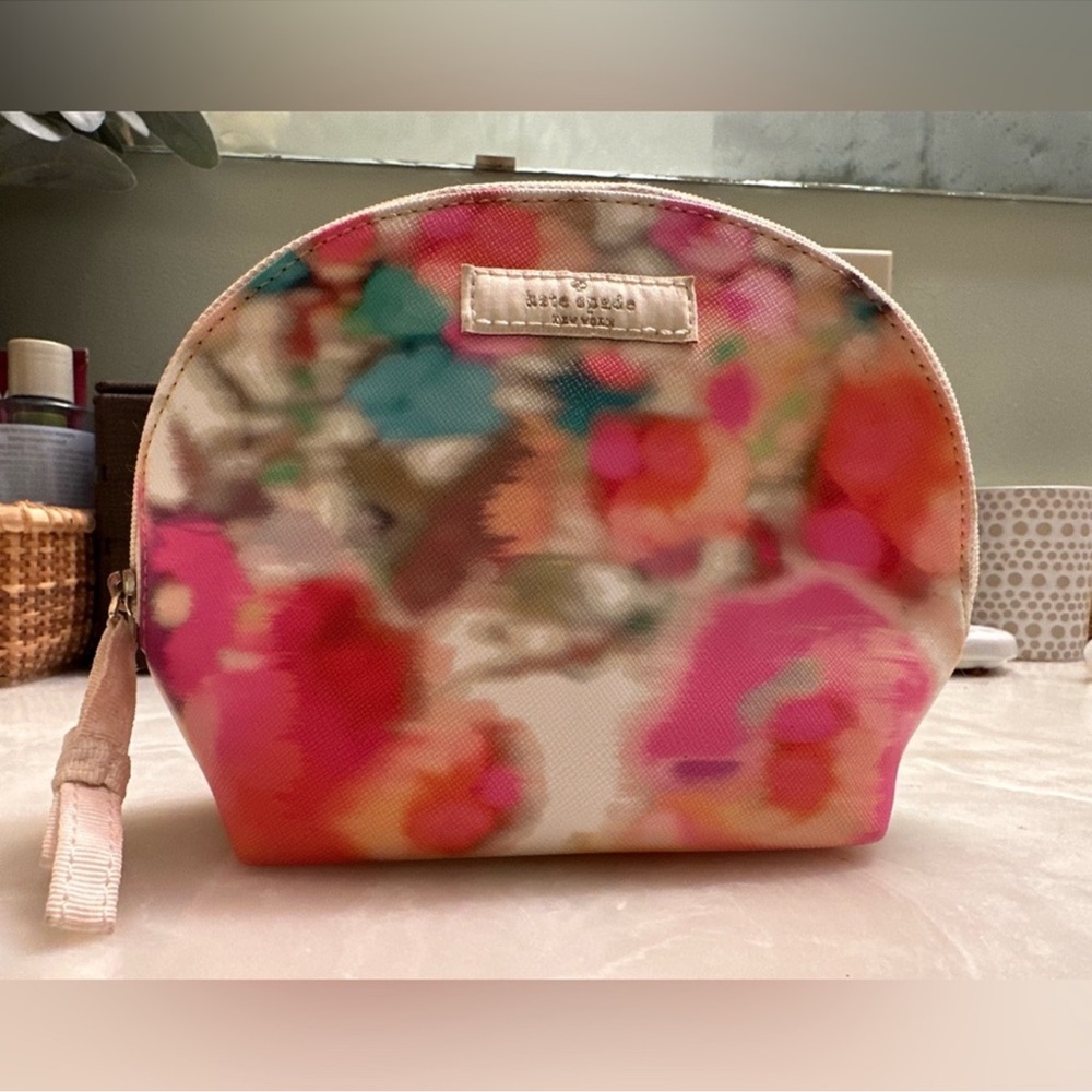 Kate Spade Pink and Orange Floral Cosmetic Bag